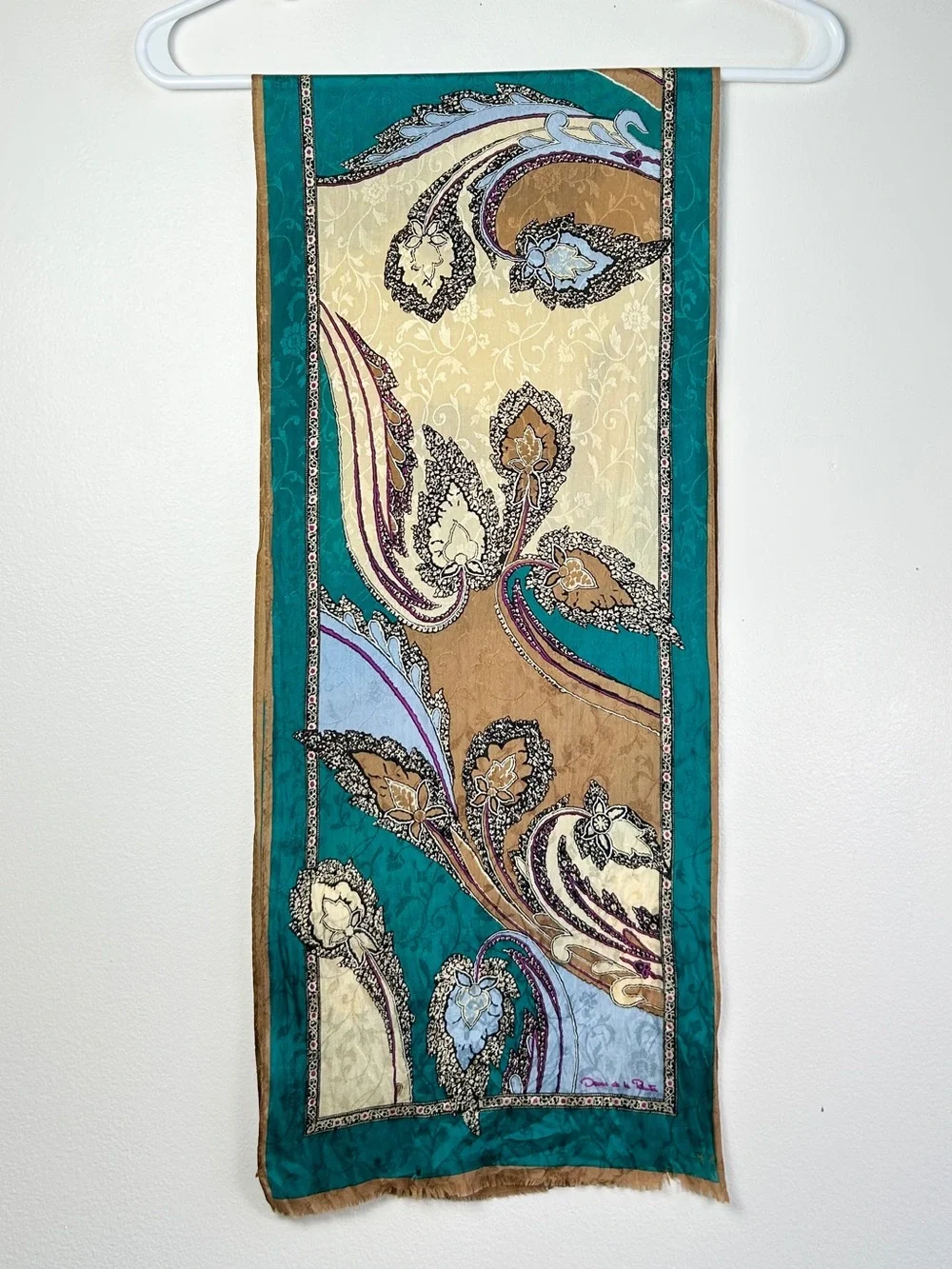 Oscar De La Renta Vintage Silk Floral Paisley Scarf